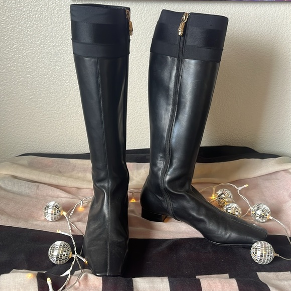 Gucci Leather with Silk Riding Boots - Picture 3 of 14